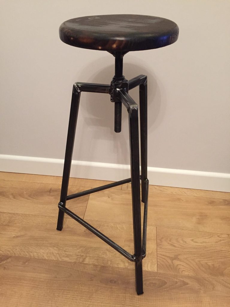 steel and wooden adjustable welded stool